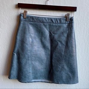 Zara Blue-grey Pebbled Faux Leather Skirt